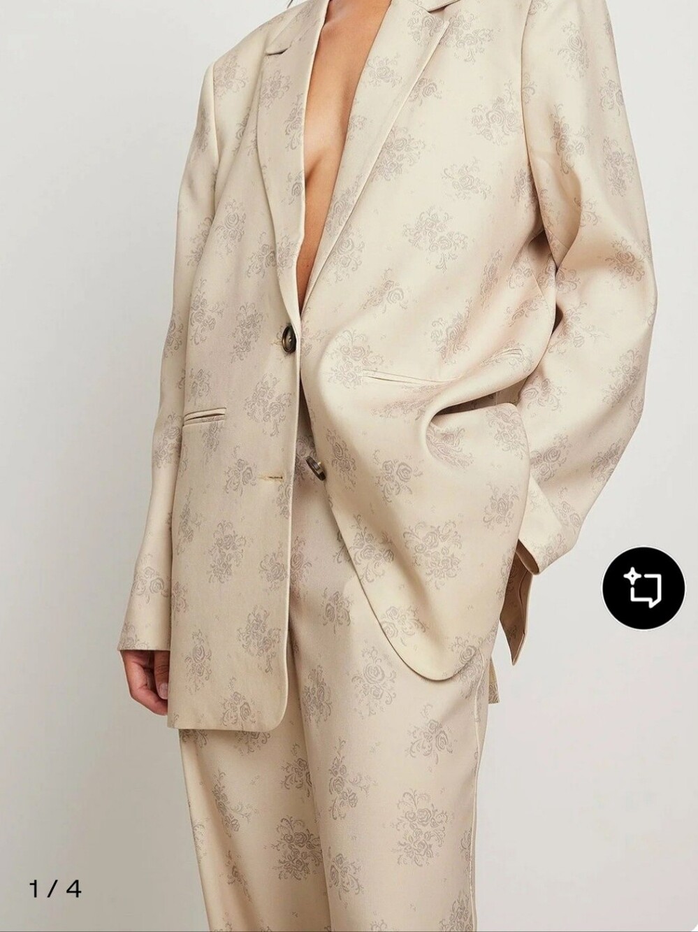Cream Jacquard Blazer & Trouser Set - Cream Blazer